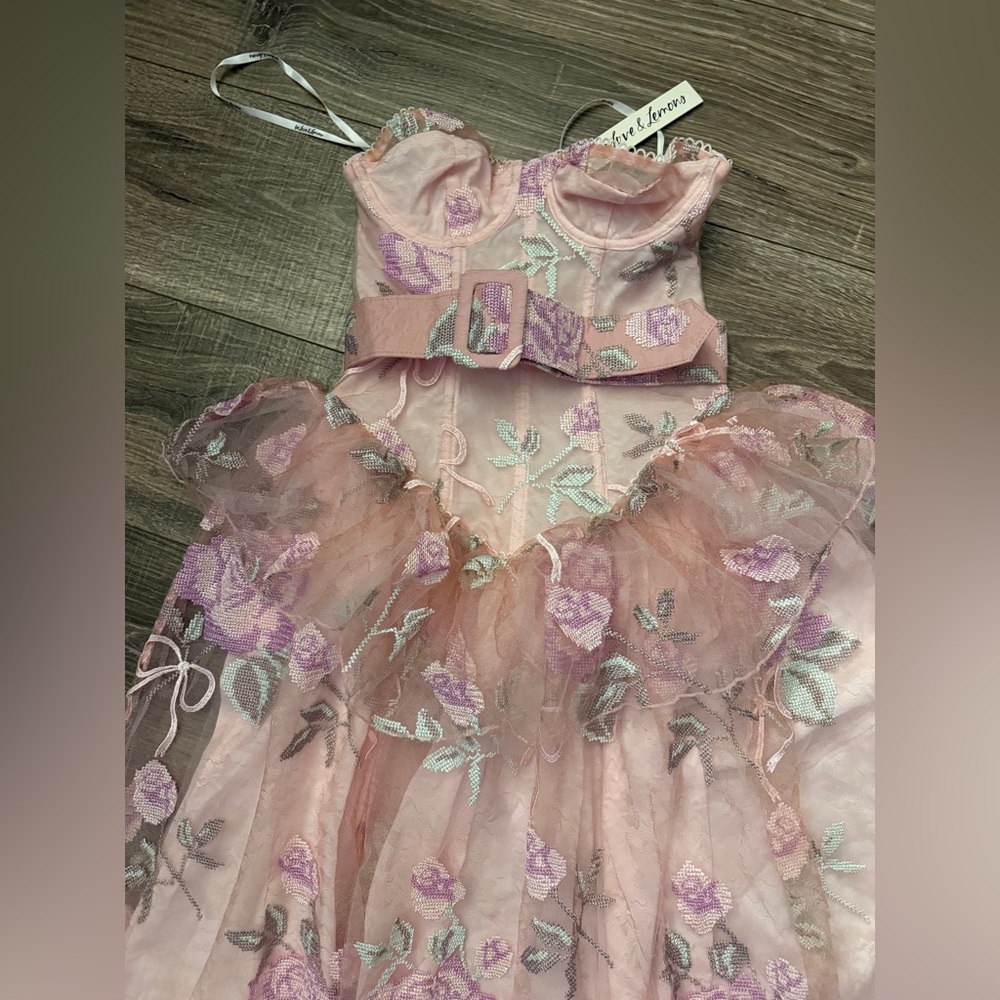 FOR LOVE & LEMONS Emmeline Embroidery Ruffle Midi Dress Size XS NWT - Picture 13 of 17